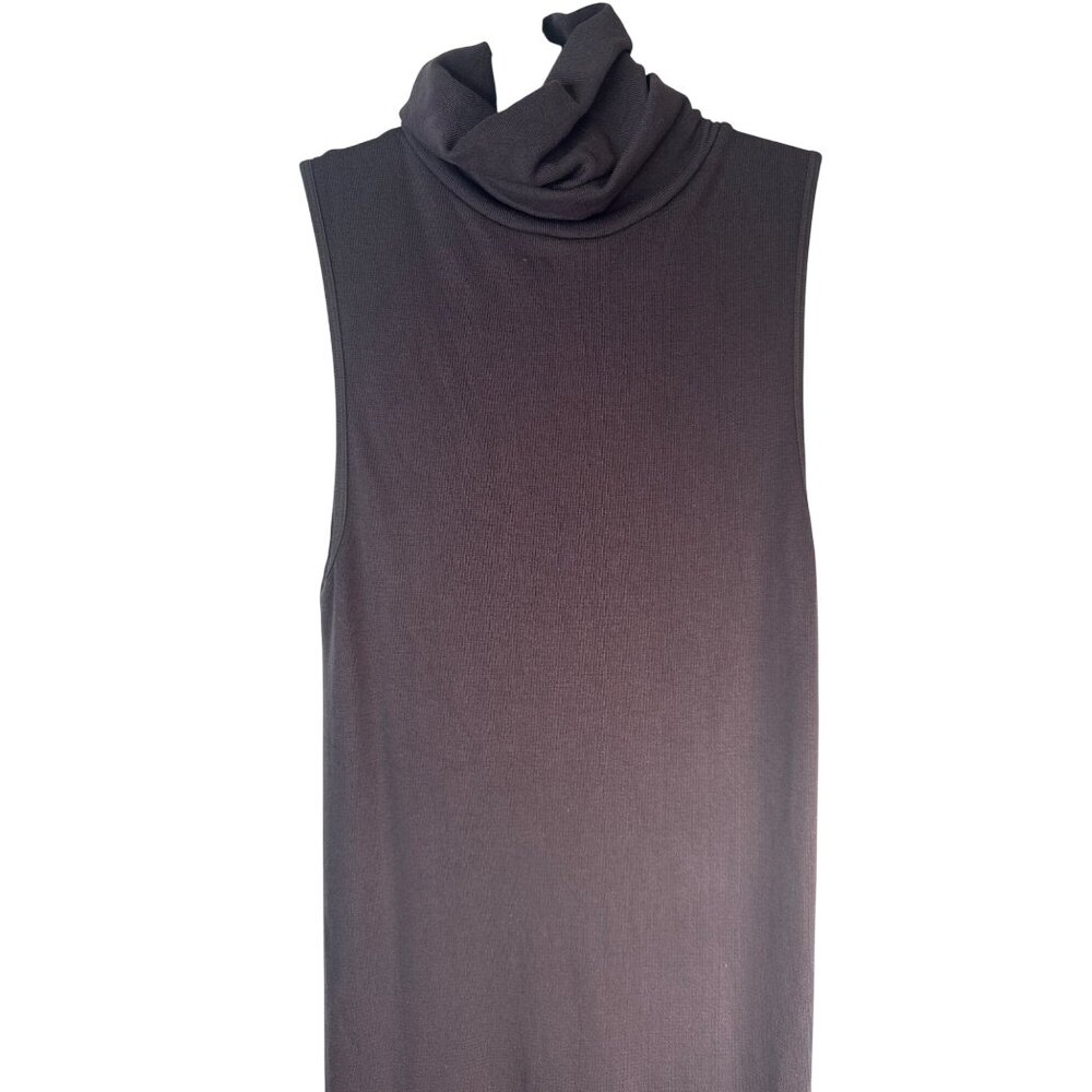 ZARA Sleek Deep Small  Brown Turtleneck Midi Bodycon Dress Stretch Fabric - Picture 12 of 14
